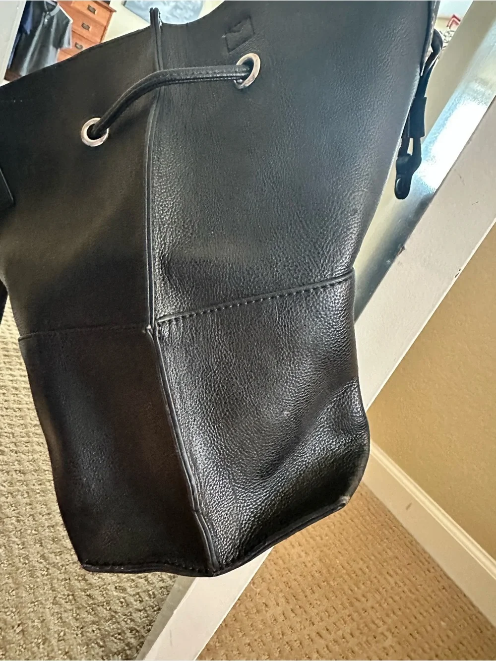 Calvin Klein Black Leather Shoulder Tote